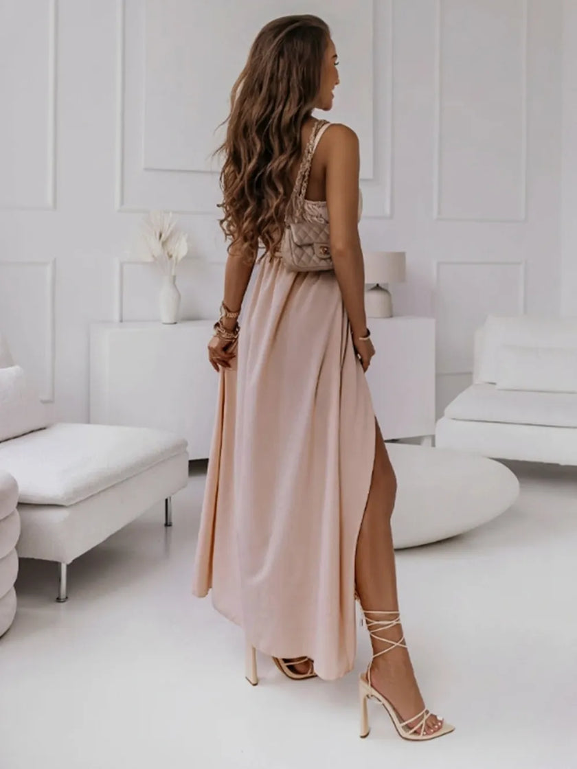 Honey Tie-Waist Surplice Midi Dress