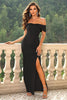 Off-Shoulder Metallic Maxi Dress