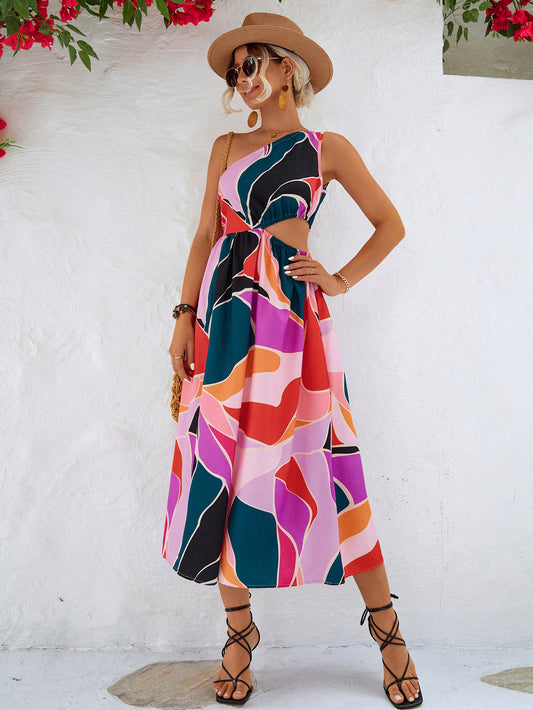 Cutout One-Shoulder Midi Dress
