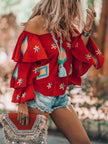 Plus Size Ruffled Off-Shoulder Blouse