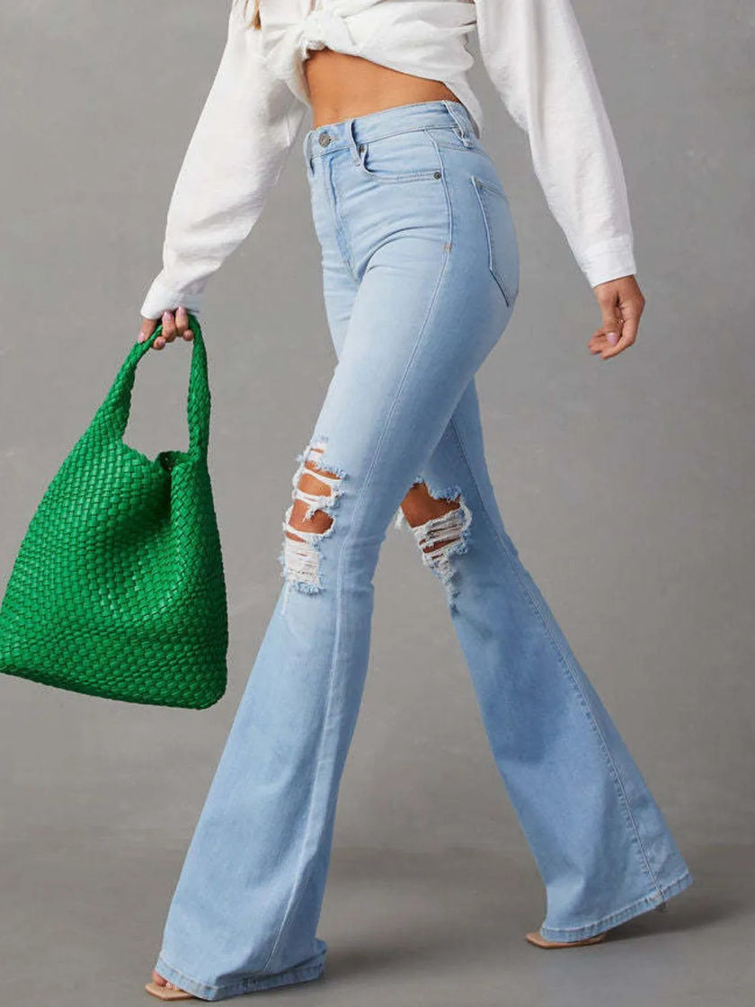 Classic Flare Pocketed Buttoned Jeans