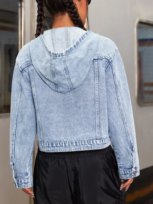 Urban Hooded Cropped Denim Jacket