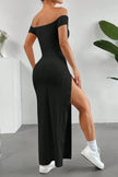 Off-Shoulder Slit Bodycon Maxi Dress