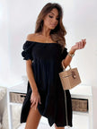 Full Size Ruffled Off-Shoulder Short Sleeve Dress - Heraki 