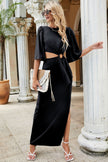 Cutout Puff Sleeve Maxi Dress