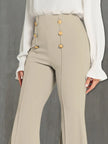 High Waisted Button Flare Pants