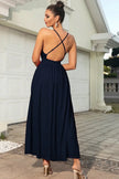 Plunge Neck Sleeveless Maxi Dress