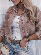 Studded Washed Denim Jacket