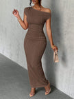 Textured One-Shoulder Maxi Dress