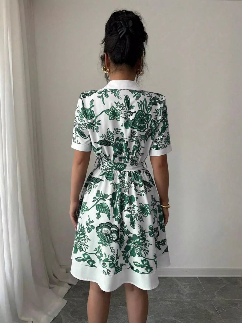 Floral Print Button-Front Shirt Dress