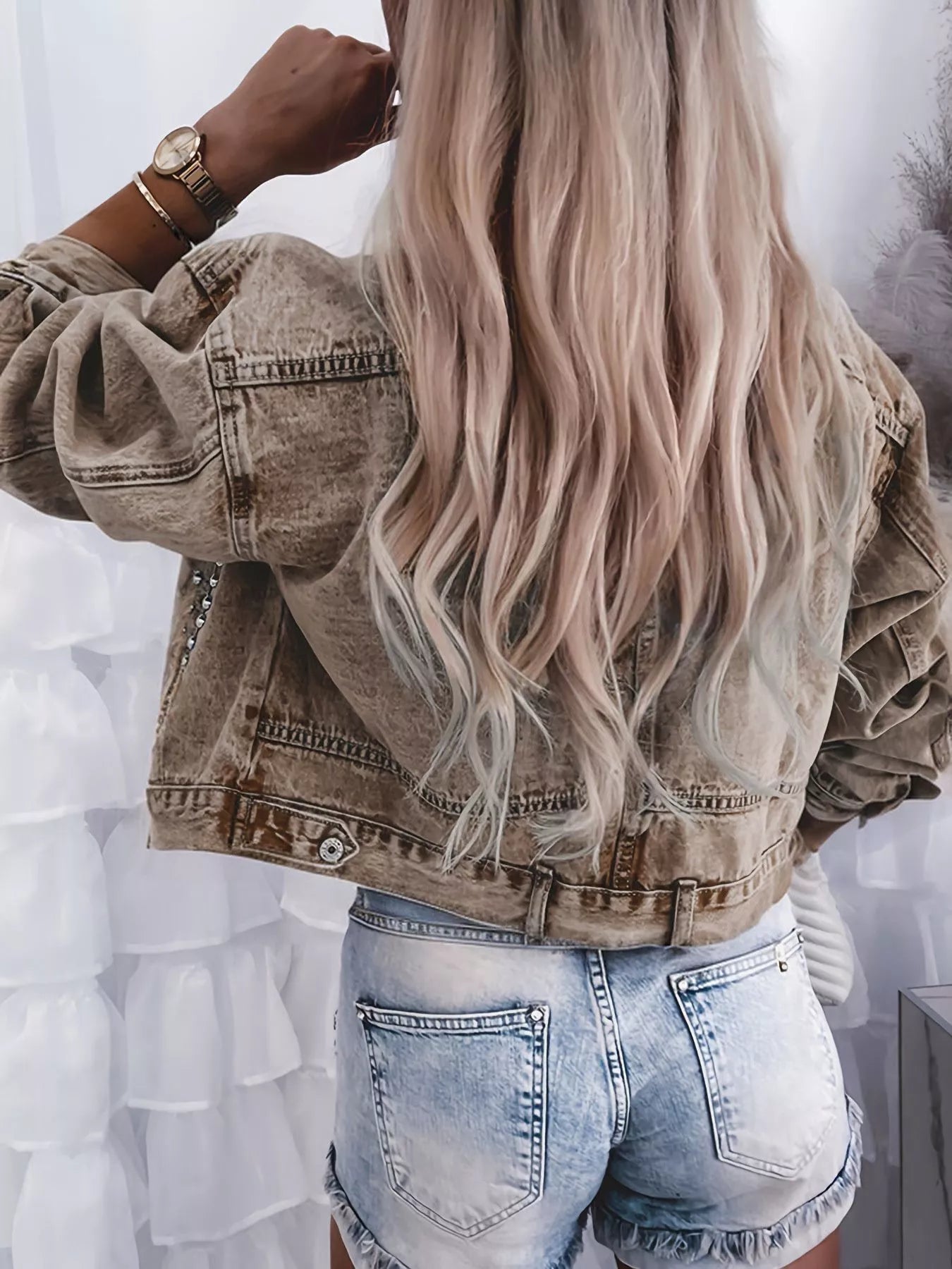 Studded Washed Denim Jacket