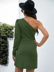 Elegant One Shoulder Ruched Bodycon Dress