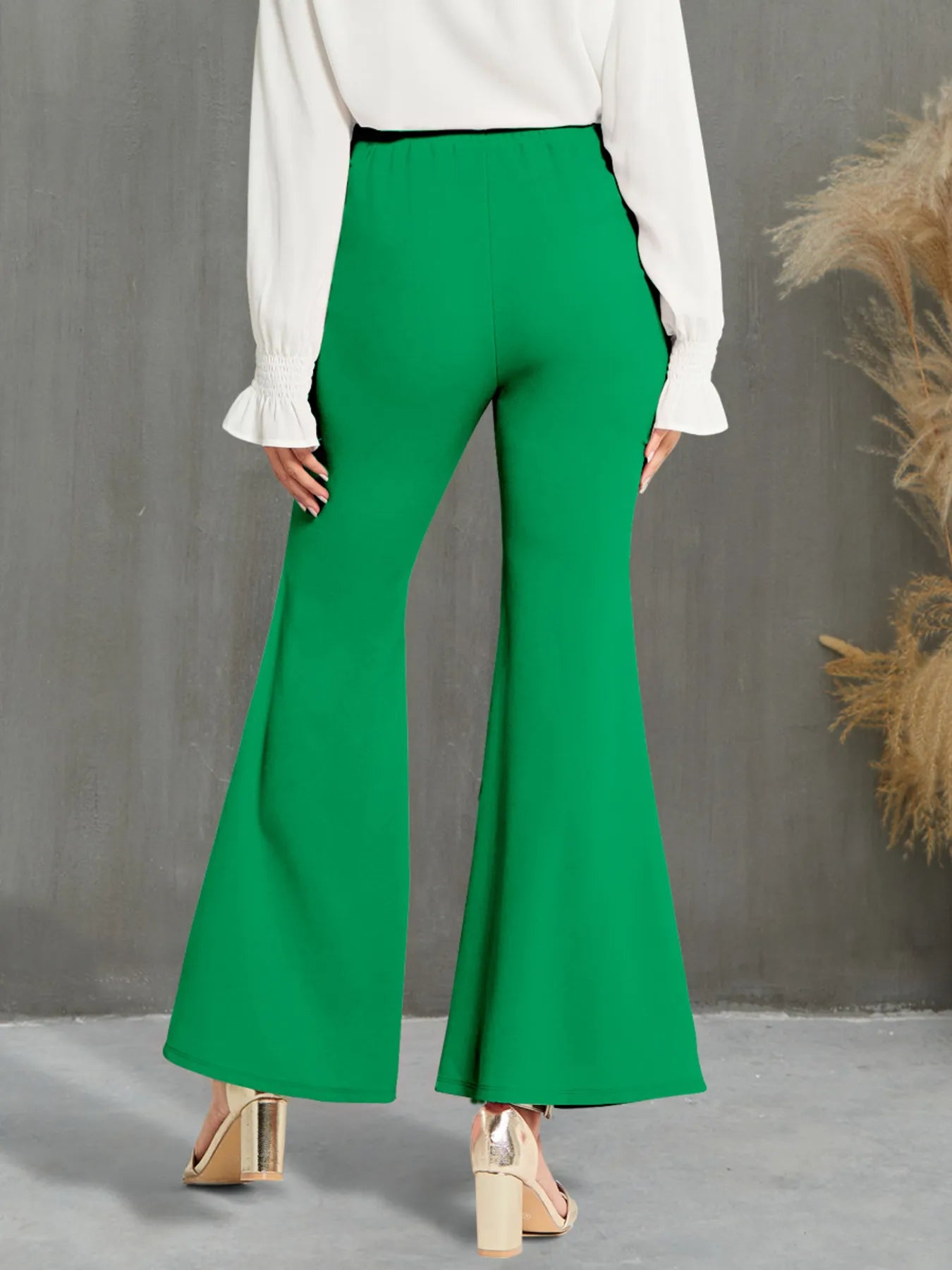 High Waisted Button Flare Pants
