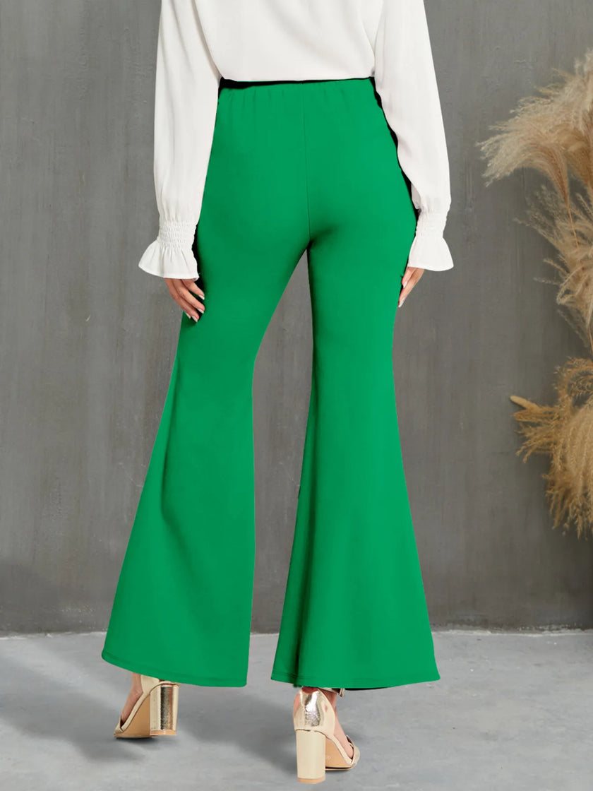 High Waisted Button Flare Pants