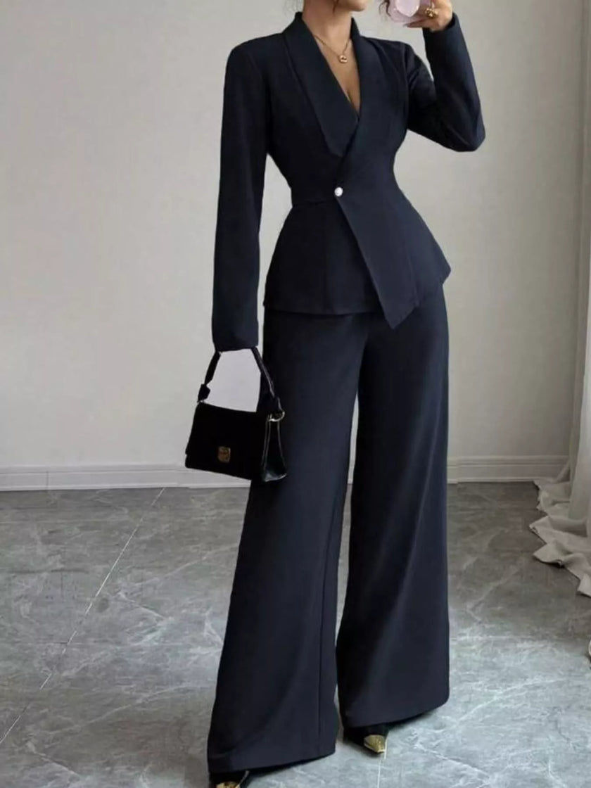 One-Button Tailored Blazer Pants Set