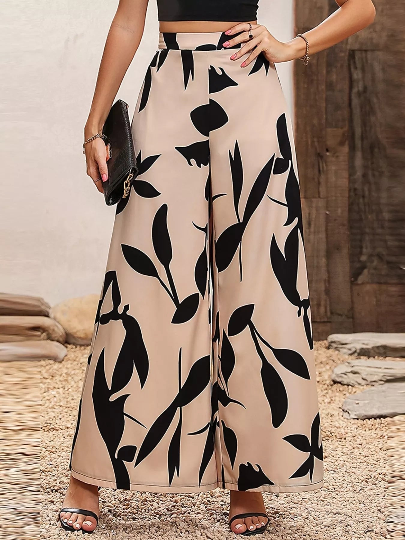 Elegant Printed Wide Leg Pants