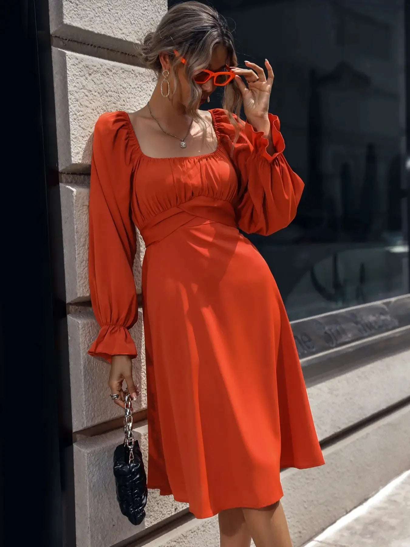 Square Neck Midi Dress