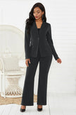 Lapel Collar Long Sleeve Blazer and Pants Two-Piece Set