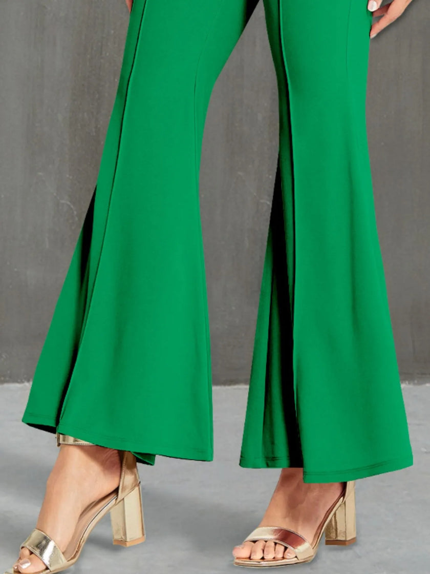 High Waisted Button Flare Pants