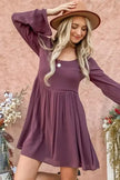 And The Why Back Lace Button Down Detail Bell Sleeve Dress - Heraki 