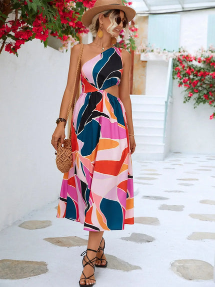 Cutout One-Shoulder Midi Dress