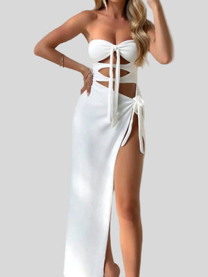 Cutout Split Sweetheart Tube Dress