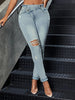Distressed Skinny Buttoned Jeans