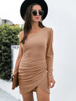 Elegant One Shoulder Ruched Bodycon Dress