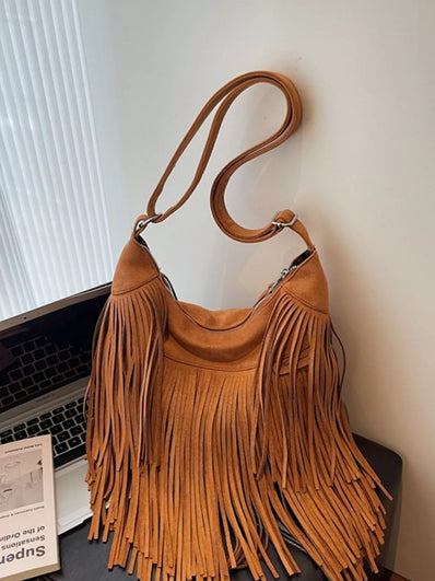 Fringe Suede Medium Crossbody Bag