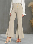 High Waisted Button Flare Pants