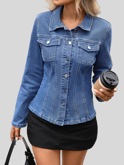 Long Sleeve Button-Up Denim Jacket