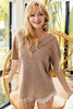 Mineral Washed V-Neck Cut Edge Top