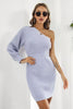 One Shoulder Ribbed Sweater Dress