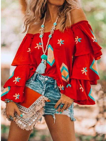 Plus Size Ruffled Off-Shoulder Blouse

