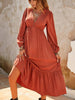 Ruched Long Sleeve Midi Dress