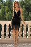 Sequin Fringe Midi Dress with Spaghetti Straps