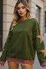 Star Patched Exposed Seam Long Sleeve Sweatshirt
