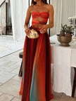 Strapless Cut-Out Ombre Maxi Dress