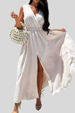 Surplice Sleeveless Slit Maxi Dress