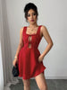 Tie-Front Wide Strap Cutout Mini Dress