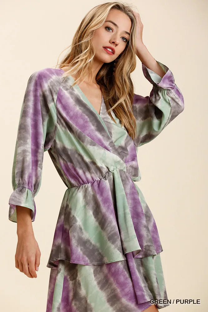 Tie Dye Ruffled Layered Dress