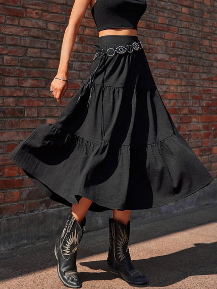 Tiered Ruched Midi Skirt