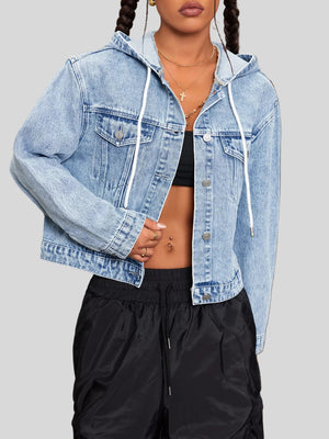Urban Hooded Cropped Denim Jacket