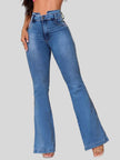 Washed Slim High Rise Flare Denim