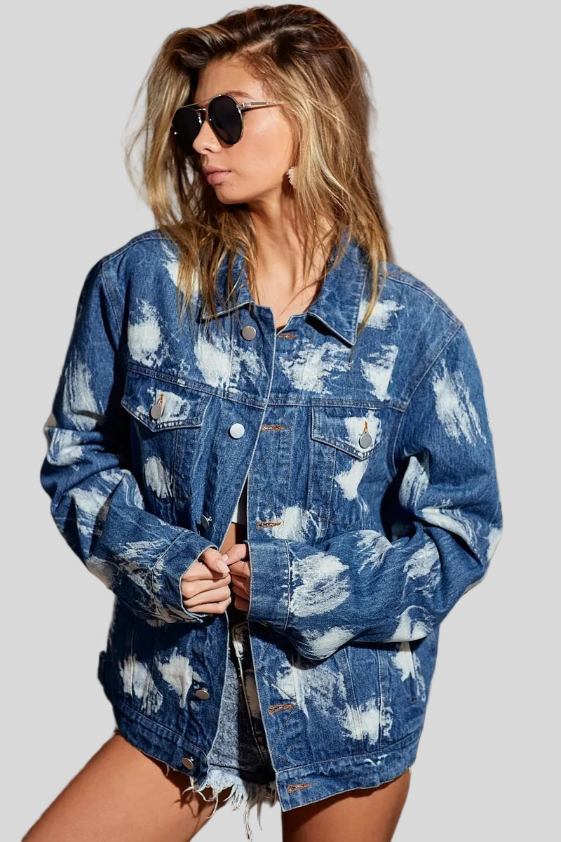 Washed Tie Dye Denim Jacket