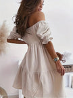 Full Size Ruffled Off-Shoulder Short Sleeve Dress - Heraki 