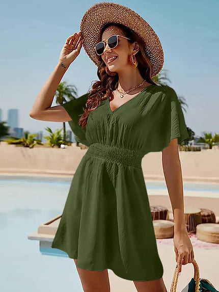Smocked V-Neck Summer Dress