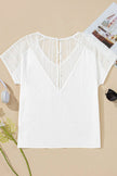 Lace Crochet Button Back V-Neck Tee
