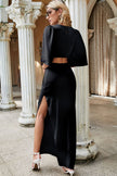Cutout Puff Sleeve Maxi Dress