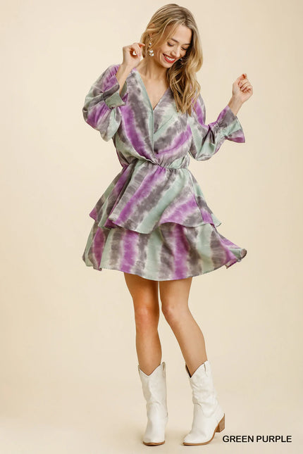 Tie Dye Ruffled Layered Dress